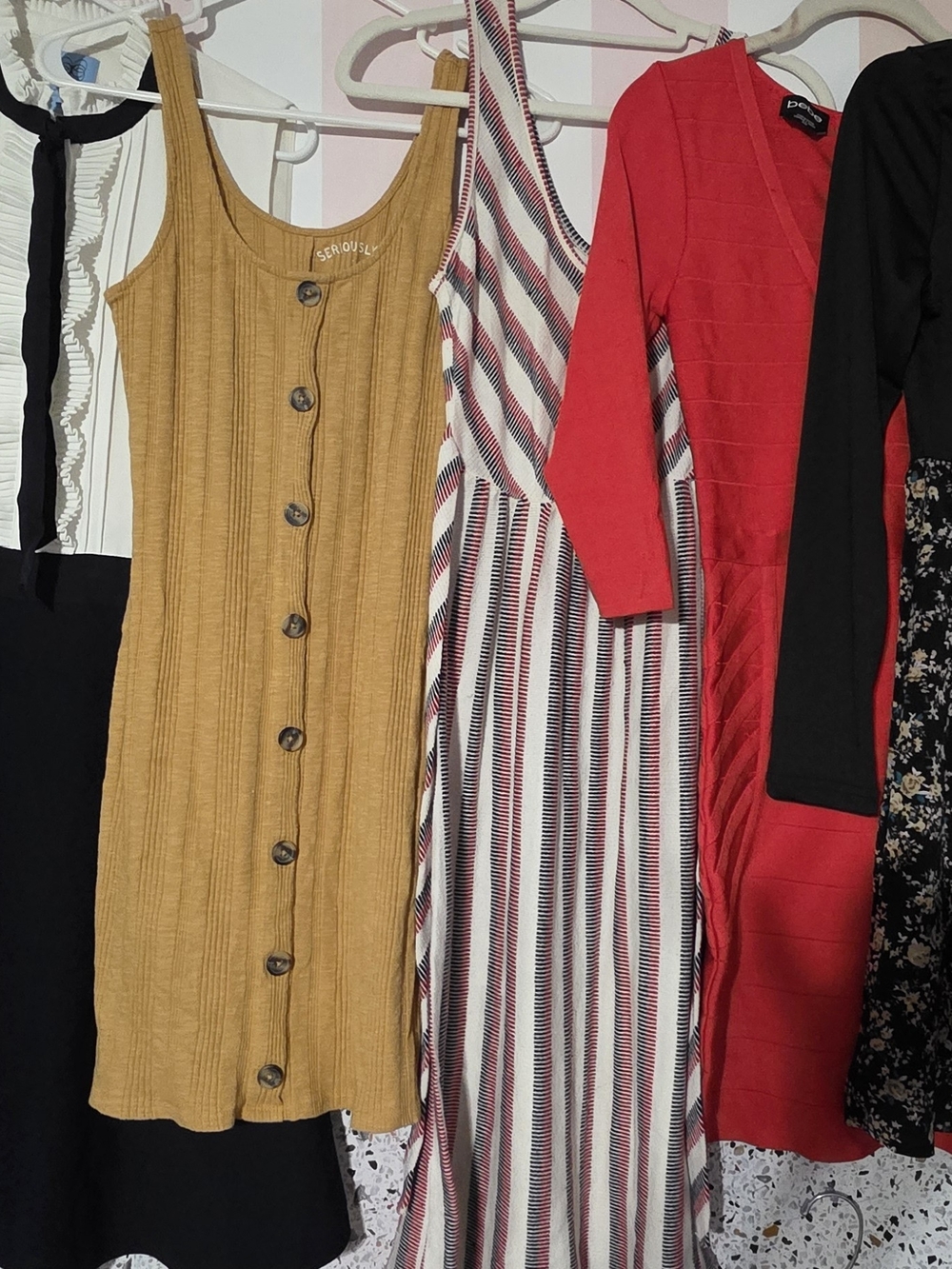 bebe Mustard Ribbed Button-Front Mini Dress - Picture 12 of 12